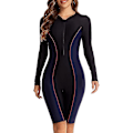Miniatyrbillede 1 af 5: Dame Ét-delt Boyleg Sportsbadedragt Langærmet Badedragt UV-Beskyttelse Rash Guard Surfing Dykkerdragt Atletisk Badedragt_ll Farve 02-FQ5- Color 02 M