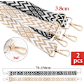 Miniatyrbillede 3 af 7: 2 stk. justerbare skulderstropper til tasker 3,8 cm taskestrop skulderrem bred håndtaskestrop med stribet mønster boho 70-130 cm med karabinhage-X75-