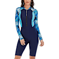 Miniatyrbillede 3 af 5: Dame badetøj i ét stykke langærmet rashguard dame våddragt atletisk badedragt surfing dykning lynlås foran badetøj badedragt Xd1 Navy x 0385-FQ4- Navy x 0385 S