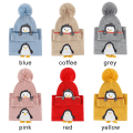 Miniatyrbild 3 av 10: Barn stickad mössa Scarf Set Tjocka varma mössor RÖD red