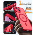 Miniatyrbild 3 av 5: Magnetiskt skal för iPhone 16 Pro Max med fullständigt kameraskydd [MagSafe-kompatibelt] [Genomskinligt matt] Skyddande telefonfodral, varmrosa Röd Red iPhone 13