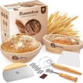 23 cm round proofing basket, suitable for sourdough bread, comes with a cloth cover and baking tool set.