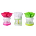 Kitchen Dish Brush with Soap Dispenser - Plastic Brush for Pot, Pan, and Bowl