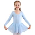 Balletkjole til piger med lange ærmer og tutu i blå Blue Blue 140 cm