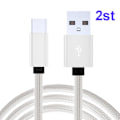 Miniatyrbilde 3 av 3: 2 stk 3m Høykvalitets USB-C Hurtigladekabel lader Type-C Black Svart