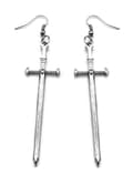 Earrings, sword, dagger, XL, stainless steel hook Silver silver