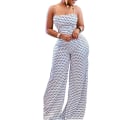 Miniatyrbilde 2 av 4: Leopardmønstret jumpsuit for kvinner (Hvit, XL)