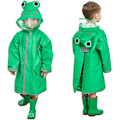 Miniatyrbild 1 av 5: Regnponcho för barn, Poncho för toddler med huva, vattentät regnjacka, 3D-tecknad regnkläder för barn för flickor (grön, medium)