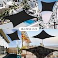 Miniatyrbild 6 av 6: 2x3m svart rektangulär skärmsegel, vattentät UV-skyddstak för trädgårdsuteplats utomhuspool utomhuspool med gratis rep