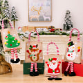 Miniatyrbillede 1 af 5: 4 Jule håndtaske Gavepose Slikpose tredimensionel tegneserie mønster stofpose gammel mand snemand elg Juletræ håndtaske 19*15cm