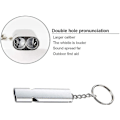 Miniatyrbild 3 av 5: 2 st Utomhus bergsklättring Vildmark Survival Whistle Aluminiumlegering metall dubbelhål högfrekvent diskant visselpipa
