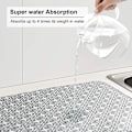 Miniatyrbilde 2 av 6: Oppvaskmatter for kjøkkenbenk, absorberende oppvaskmatte/ristunderlag i mikrofiber for vask, 49,5 x 40,1 cm, sett med 2, grå, blad