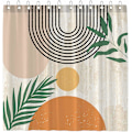 Miniatyrbillede 1 af 5: Abstrakt Bruseforhæng Boho Bue Sol Beige Moderne Minimalistisk Hjem Badekar Badeværelse Forhæng Dekoration Sæt med 12 Kroge Vaskbar Holdbar Polyester