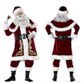 Miniatyrbild 1 av 3: Deluxe jultomtedräkt för män 8 delar juldräkt för vuxna jultomtekostym julfest Cosplay，X-Large