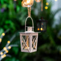 Miniatyrbilde 2 av 6: Glass Gulv-/Hengende Lykt, Bærbar Glasslykt, Retro Liten Jernlykt Telys, Innendørs/Gårdsplass Dekorativ Hengende Lys (Hvit, 4 stk)