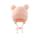 Miniatyrbilde 2 av 6: Strikket lue og hanskesett for barn, varm og kald ørebeskyttelse, strikket lue og hansker for barn (rosa)