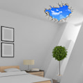Miniatyrbillede 4 af 5: 2 stykker 3D selvklæbende vægmaleri kunst decal dekoratør blå himmel