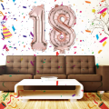 Miniatyrbild 5 av 6: 18 år gammal födelsedagsdekoration, festballonger 18 års nummerballonger för 18-års bröllopsdag Födelsedagsfestdekoration heliumballonger (18 R