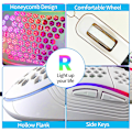 Miniatyrbild 5 av 6: Honeycomb trådad spelmus, RGB-bakgrundsbelysning och 7200 justerbar DPI, ergonomisk och lätt USB -datormus med högprecisionssensor för Windo