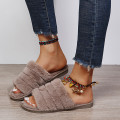 Miniatyrbilde 3 av 5: Herre Plush Terry Tøfler med Åpen Tå Innendørs Slippers Slip On (Grå Medium 7-8)
