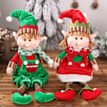 Miniatyrbillede 3 af 5: 2 Juledukker Elf Dukke Ornament Siddende Ben Hængende Gave til Børn Elf Dukke Ornament