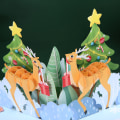 Miniatyrbillede 3 af 4: 3D julekort, pop-up julekort, foldet tredimensionelt lykønskningskort (Dobbelt Julehjort)