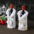 Miniatyrbilde 1 av 5: 2 stk Juledekorasjon flaskesett restaurant pynt champagne vinpose scene arrangement Snø vinsett 27*15*3cm