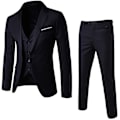 Pikkukuva 1 / 5: 3-osainen miesten puku, business casual -puvun housut ja liivi (musta-M koko)