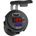 Miniatyrbillede 1 af 7: 12V USB C Biloplader Stik, Ouffun Dobbelt PD & QC 3.0 Porte 12V USB Bil Stik Adapter med Knap, Hurtig Oplader til iPhone med 23.7 Tommer Kabel