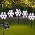 Miniatyrbilde 1 av 6: Jule Snøfnugg Stake Lys Utendørs, 5 Pakk Hage LED Landskapslys, Solcelledrevet Vanntett Sti Lys Juledekorasjon for Vinterfest