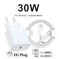 Pikkukuva 1 / 6: Apple 30W Type-C - Lightning -pikalaturi iPhone 14 13 12 11 Pro Max Mini X XS XR Plus Magsafe langattomalle vetoketjukaapelille nopeaan lataukseen