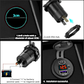Miniatyrbillede 6 af 7: 12V USB C Biloplader Stik, Ouffun Dobbelt PD & QC 3.0 Porte 12V USB Bil Stik Adapter med Knap, Hurtig Oplader til iPhone med 23.7 Tommer Kabel