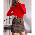 Miniatyrbild 3 av 5: Långärmade turtleneck-tröjor för kvinnor (röd, stor)