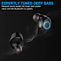 Pikkukuva 2 / 7: Bluetooth 5.1 -kuulokkeet, 3D Hi-Fi Stereo langattomat kuulokkeet IPX7 vedenpitävät, Bluetooth-kuulokemikrofoni mini-pikalatauskotelolla ja mikrofonilla, superkevyet,