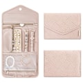 Miniatyrbillede 1 af 5: Rejse Smykke Organizer, Foldbar Smykkeæske til Rejser, Blød Læderholder til Øreringe, Halskæder, Ringe (pink)