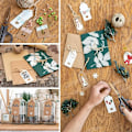 Miniatyrbilde 5 av 5: 200 stk. Gavemerkelapper i brunt og hvitt kraftpapir, blanke rektangulære runde hjerteformede merkelapper, gavemerkelapper til bryllup, julebord, 20 m jutesnor