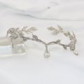 Miniatyrbilde 2 av 4: Elegant Rhinestone Krystall Sølv Blad Bryllup Hodebånd Brude Tiara Hodebånd Krone