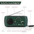 Miniatyrbilde 3 av 7: Nødradio med håndsveiv og lommelykt, AM/FM solcelledrevet LED-radio med USB-kabel, backup-lykt for campinglading