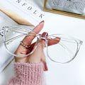 Miniatyrbillede 1 af 4: Transparent Computer Briller Stel Kvinder Mænd Anti Blåt Lys Runde Briller Blokerende Briller Optisk Brille open