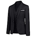 Miniatyrbillede 3 af 5: 3-delt herrejakkesæt Business Casual jakkesætsbukser vest (sort-L størrelse)