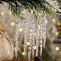 Miniatyrbillede 1 af 5: 12 stk. juledekoration klar isbar hængende ornament