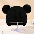 Miniatyrbillede 4 af 5: Strikket fleece-hue til børn, varm babyhue (sort)