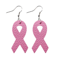 Miniatyrbillede 5 af 7: 4 par brystkræftbevidsthed kvinders sundhed pink bånd PU læder øreringe