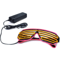 Miniatyrbilde 4 av 5: Glow Shutter Neon Rave Briller El Wire Blinkende LED Solbriller Lysende DJ Kostymer for Fest, 80-tallet, EDM (Rosa Gul)