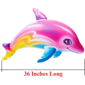Miniatyrbild 2 av 5: Rosa regnbågsfärg Delfin Uppblåsbar poolleksaker (2 set) Strandpool Vattentema Dekoration Födelsedagsfestdekoration