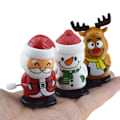 Miniatyrbild 1 av 5: 3st Söt tomteklocka skaka på huvudet gå tomte, snögubbe, älgleksaker på kedjan