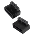 Pikkukuva 5 / 11: Pöytätietokoneen emolevyn USB 3.0 -liitäntäadapteri 19p 20p pystysuora pistoke neula 90° kierretty asennettu ohjauskaari A