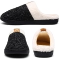 Miniatyrbild 3 av 5: Herrtofflor Memory Foam Comfort Fuzzy plyschfoder Slip On Indoor Outdoor Home Shoes (svarta, 10-11)