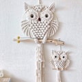 Miniatyrbild 6 av 6: Owl Macrame Drömfångare Handgjord Ugglatapet för Dreamcatcher Ugglamönster Macrame Owl