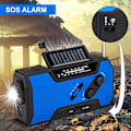 Pikkukuva 6 / 7: Käsikäyttöinen hätäradio, aurinkovoimalla toimiva kannettava monitoiminen ulkoiluradio 2000 mAh:n teholla/LED-taskulampulla/SOS-hälytyksellä (sininen)